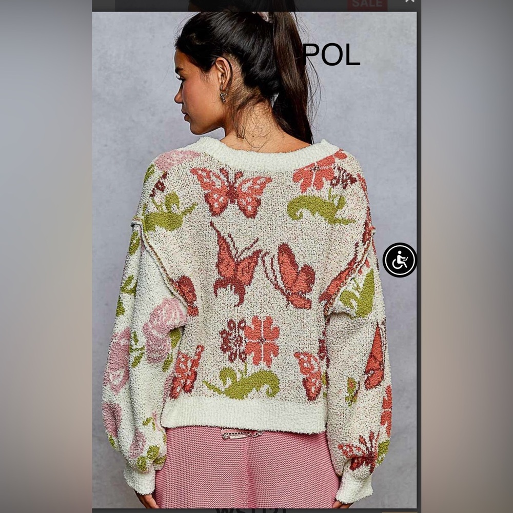 BP217-4🌸POL pretty cream+ multi butterfly cardi in soft berber4 desk2date fun! - Picture 7 of 8